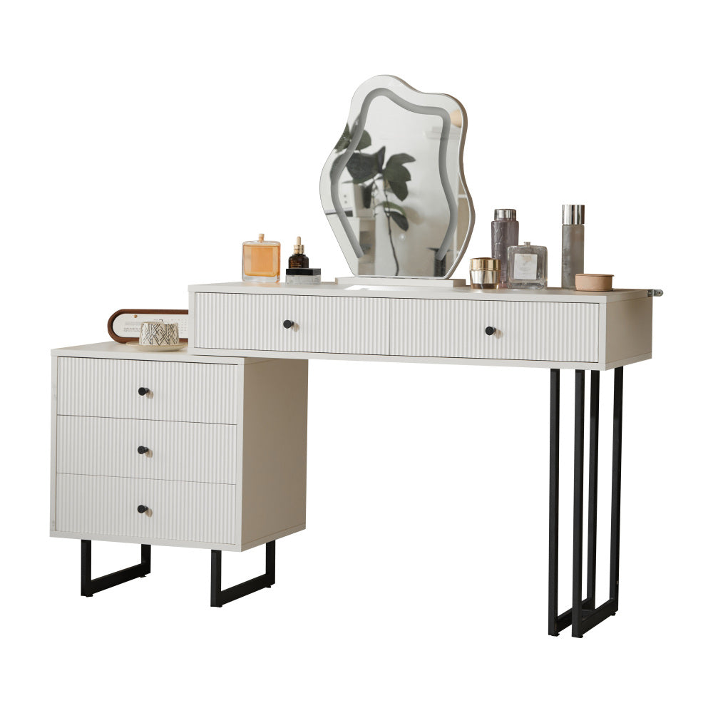 Kaptafel – Make-up Tafel – Vanity Table – Dressing Table – Cosmetica Tafel – Met Spiegel – Uittrekbaar Tafelblad – Metalen Constructie – 100x76x40 cm – Modern Design