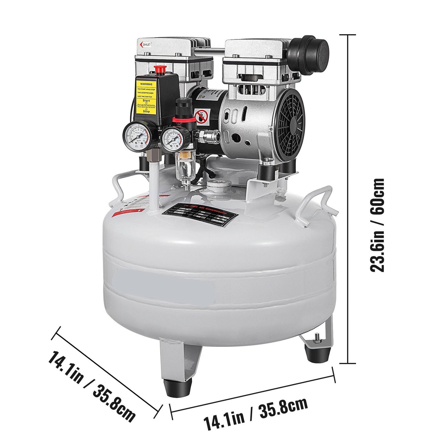 Luchtcompressor – Olievrij – Stil – Compact – Draagbaar – 30 Liter Tank – 850W Krachtige Motor - QUORE