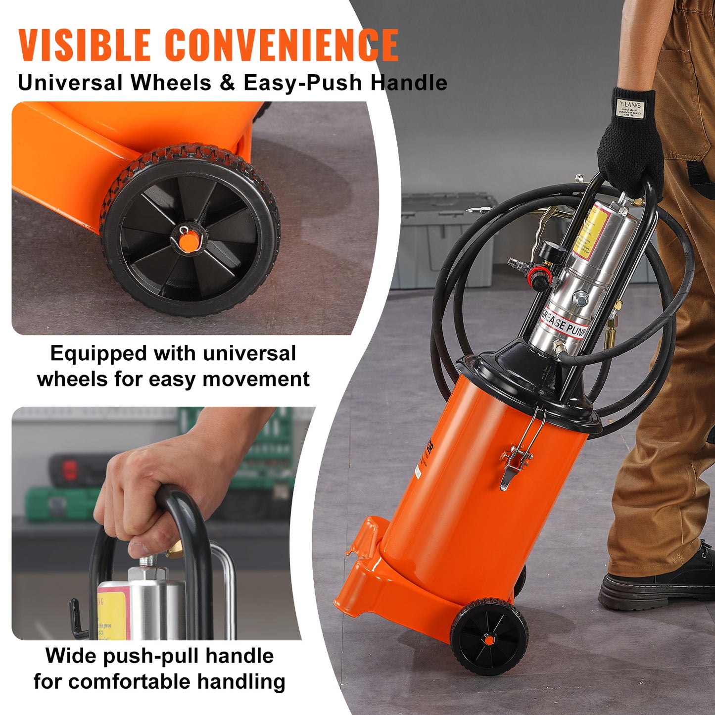 Pneumatische Vetpomp – Vetspuit – Vetpistool – Smeerwagen – Vetinjector – 12 Liter Inhoud – 50:1 Hogedruk Ratio