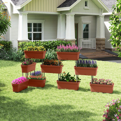 Verticale Plantenbak – Plantenbakken Set – Plantenbakken Toren – Moestuinbak – Kruidenbak – Stapelbaar – Weerbestendig PP Plastic – 6-delig 49x16x16 cm