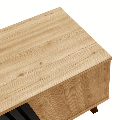 Salontafel – Koffietafel – Bijzettafel – Houten Tafel – Woonkamertafel – Bruin – Hardhout Met Glas – Ruime Lade – Compact Ontwerp