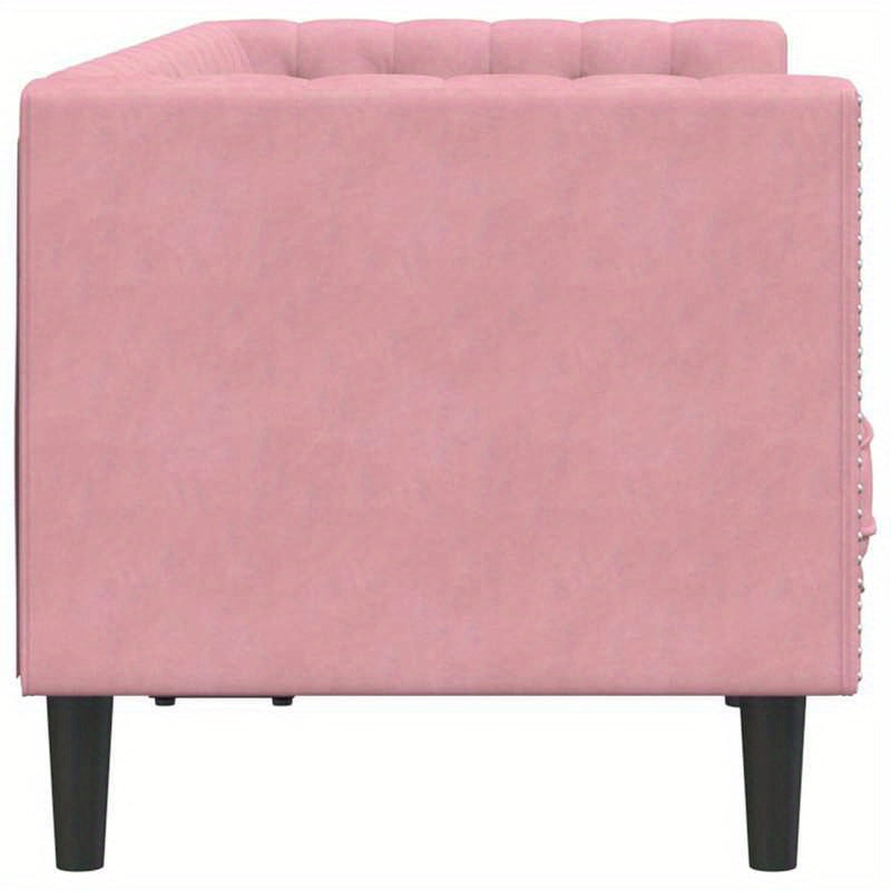 2-zits bank – 2-zitsbank – loveseat – zitbank – tweezits sofa – Chesterfield design – roze velvet stof – vlekbestendig en hypoallergeen – makkelijk schoon te maken