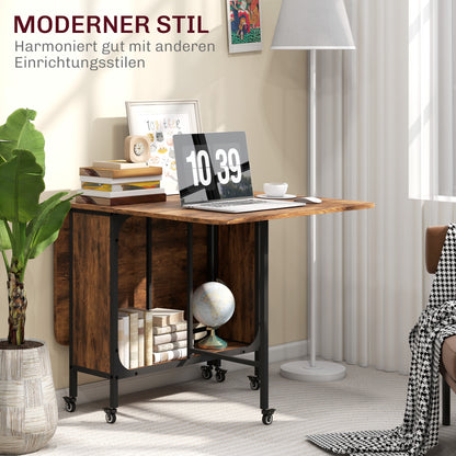Opvouwbare Eettafel – Vouwtafel – Inklapbare Tafel – Mobiele Tafel – Uitklapbare Tafel – Rustic Brown – Ruimte Voor 6 Personen – Met Opbergrek