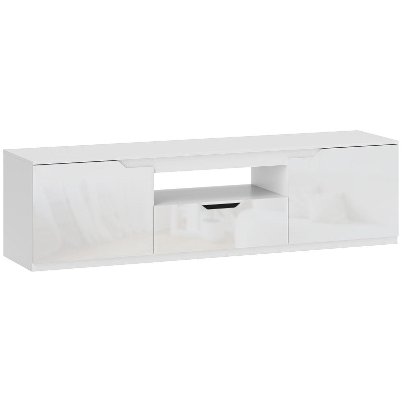 TV Meubel – TV Kast – TV Meubels – Televisiekast – Media Meubel – 160 cm Lang – Geschikt Voor TV Tot 65 Inch – Kabelmanagement – Wit