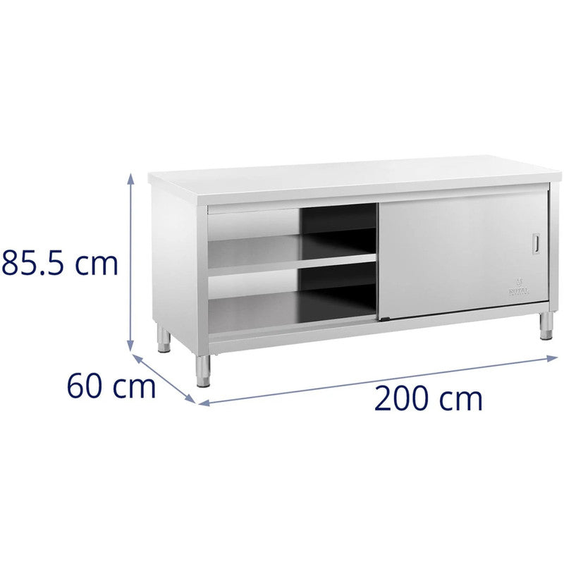 Centrale Werktafel met Onderkast & Schuifdeur – 200 × 60 × 85,5 cm