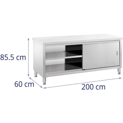 Centrale Werktafel met Onderkast & Schuifdeur – 200 × 60 × 85,5 cm