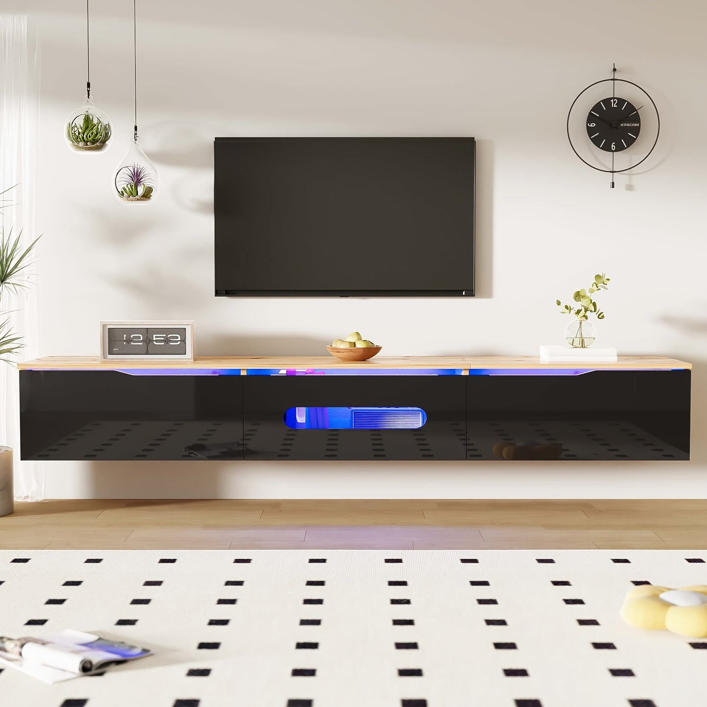 TV-meubel – TV-kast – TV-dressoir – TV-standaard – TV-bank – Hoogglans Afwerking – 180 cm Breed – Muur- en Vloerbevestiging