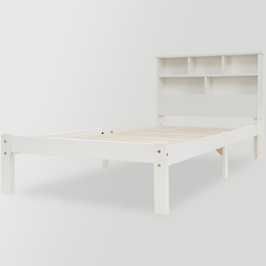 Eenpersoonsbed – Bed met Opberglades – Opbergbed – Slaapbed – Kinderbed – 90x200 cm – Wit – Stevige Lattenbodem – Ruime Lades