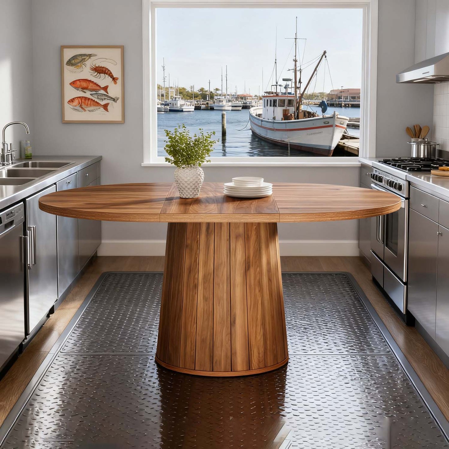 Eettafel – Tafel – Dinertafel – Keukentafel – Eetkamertafel – Ovaal Model – Geschikt Voor 6 Personen – Robuust Gefineerd Hout Bruin