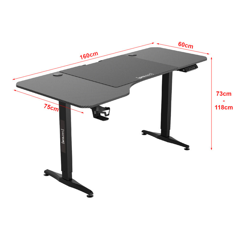 Hoogteverstelbaar Bureau – Zit Sta Bureau – Elektrisch Bureau – Verstelbaar Werkblad – Gaming Bureau – Met Geheugenfunctie – 160x75 cm MDF Walnoot – Draagkracht 80 kg Mat Zwart