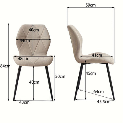 Eetkamerstoelen – Stoelen – Diningsstoelen – Keukenstoelen – Zithoekstoelen – Set van 4 Mid-Century Modern – Ergonomisch Zonder Armleuning – Linnen Bekleding Met Metalen Poten