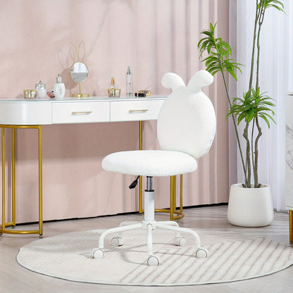 Bureaustoel – Draaistoel – Kantoorstoel – Office Chair – Werkstoel – Verstelbare Hoogte – Hardhouten Frame – Pluche Kussens – Zachte Schuimvulling – Vijfwielige Basis – Ergonomische Arm- en Rugleuning – Wit