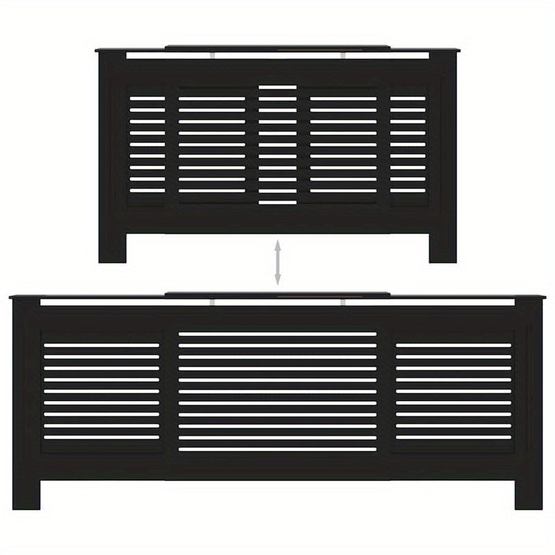 Radiatorombouw – Radiatoromkasting – Radiatorbekleding – Verwarmingsombouw – Ombouw Verwarming – Zwart Hout – 205 cm Hoog – Inclusief Extra Plankjes
