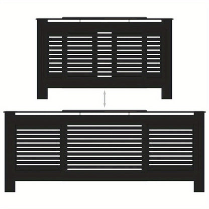 Radiatorombouw – Radiatoromkasting – Radiatorbekleding – Verwarmingsombouw – Ombouw Verwarming – Zwart Hout – 205 cm Hoog – Inclusief Extra Plankjes