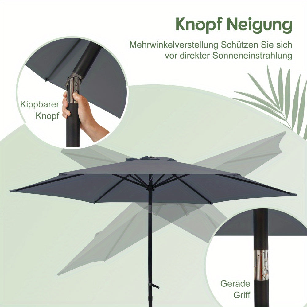 Parasol – Buitenscherm – Stokparasol – Strandparasol – Zweefparasol – Inklapbaar – Verstelbare Hoogte – Duurzaam Polyester & Metalen Frame – Rond Design – Stevige Voet