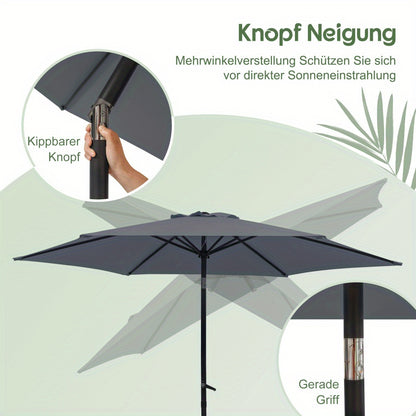 Parasol – Buitenscherm – Stokparasol – Strandparasol – Zweefparasol – Inklapbaar – Verstelbare Hoogte – Duurzaam Polyester & Metalen Frame – Rond Design – Stevige Voet