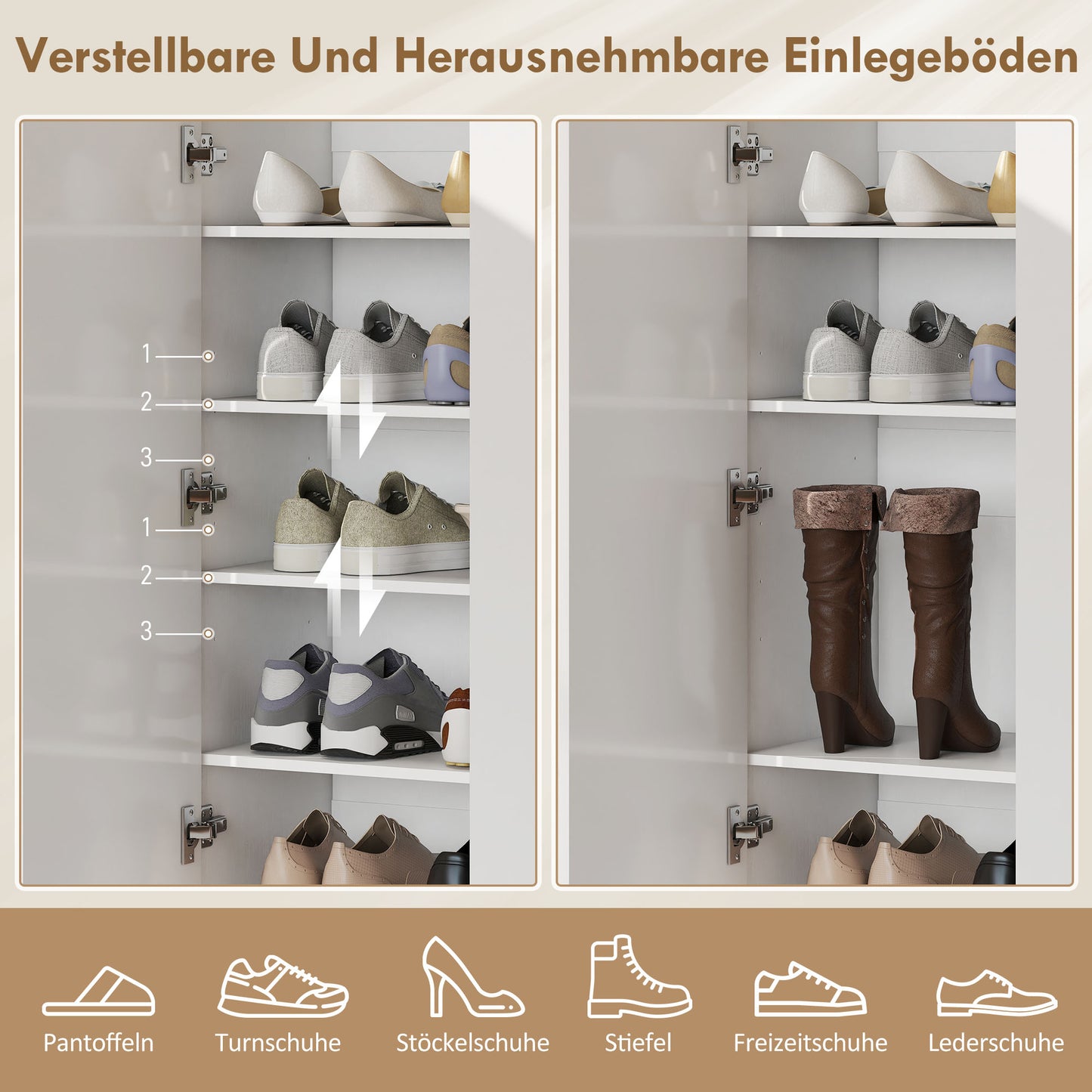 Schoenenrek – Schoenenkast – Schoenopberger – Schoenstelling – Schoenenplank – Wit Houten 5-Lagen – Verstelbare Planken – Geschikt Voor 20 Paar Schoenen