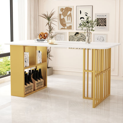 Ronde Eettafel – Eettafel Rond – Keukentafel – Tafel Metalen Onderstel – Witte Tafelblad – Uniek Geometrisch Onderstel – Duurzaam Niet-Hout – Voorgemonteerd & Makkelijk Schoon Te Maken