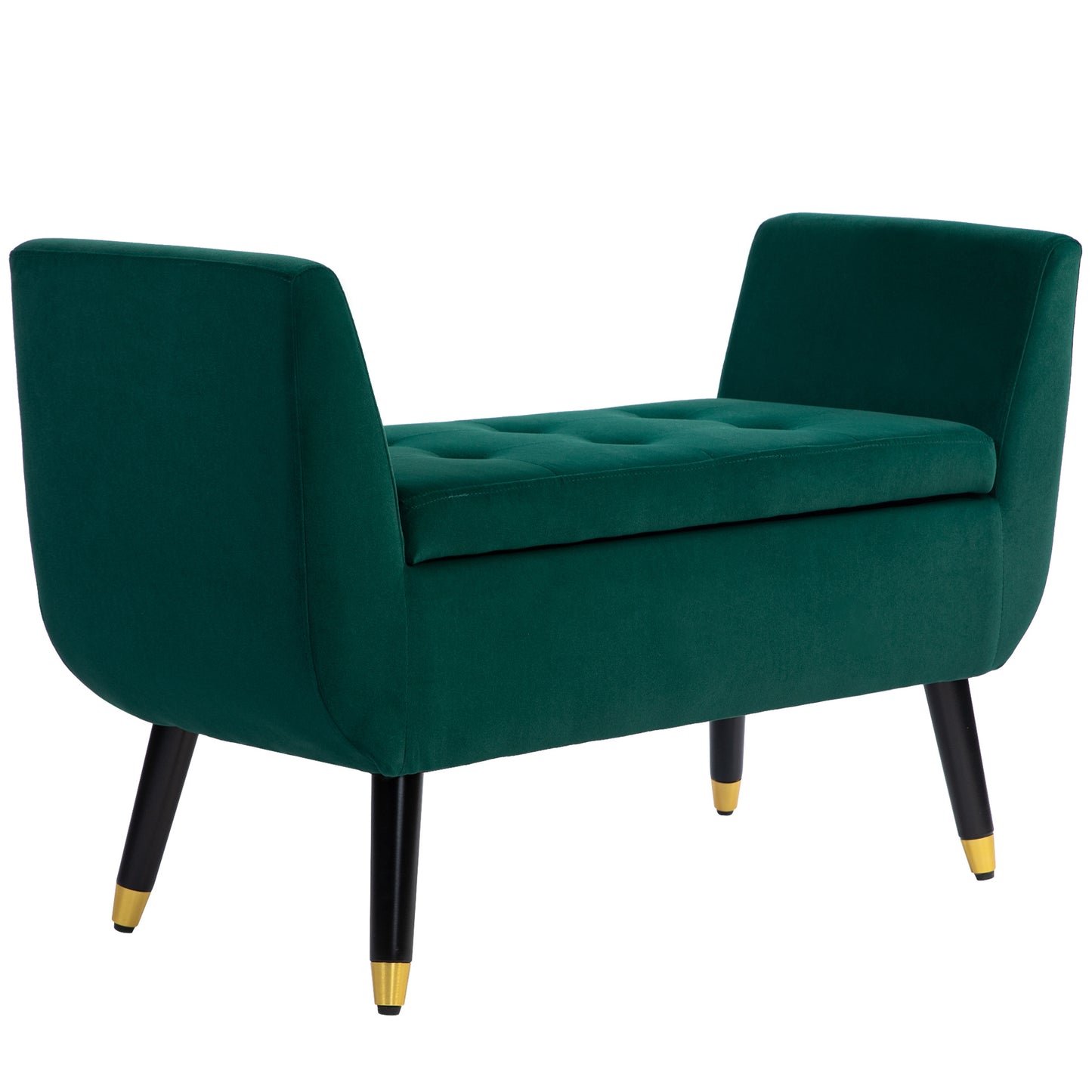 Sofa Bench – Schoenenbank – Opbergbank – Halbank – Zitbank – Met Opbergruimte – Fluweelachtig Polyester – Stevige Rubberhouten Poten – 107 x 42 x 65 cm – Diepgroen