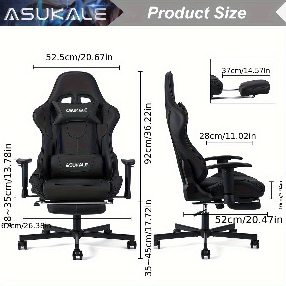 Gamestoel – Gaming Chair – Bureaustoel – Game Stoel – Gaming Stoel – Ergonomisch Ontwerp – Inklapbare Voetensteun – Verstelbare Armleuningen – Lendensteun – 150 kg Draagvermogen – Grijs