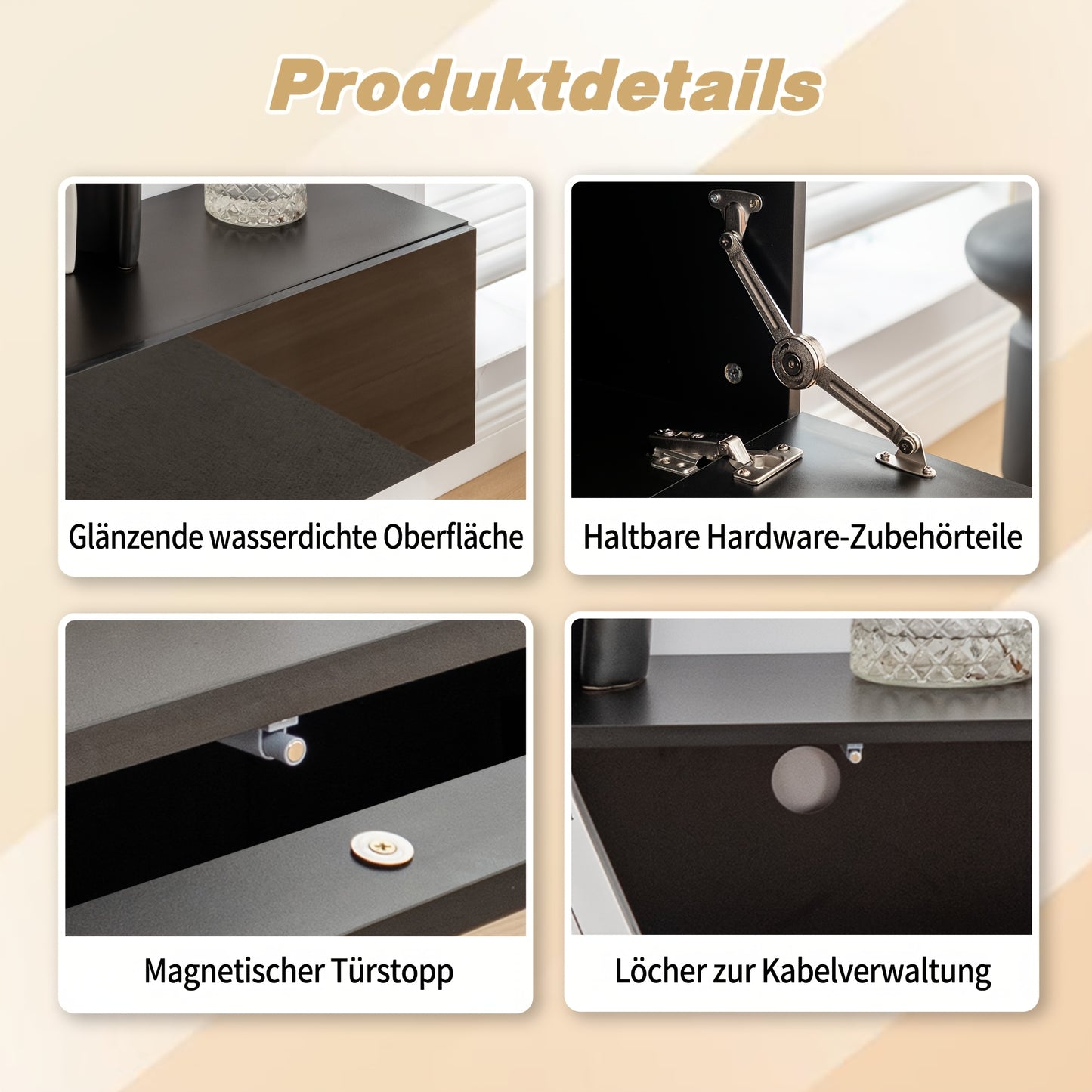 Zwevend TV Meubel – Wandmeubel – TV Kast – TV Console – Media Meubel – Matzwart – Push-Open Deur – Geschikt Tot 65 Inch