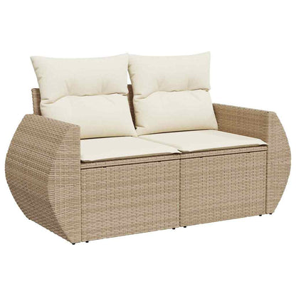 Loungeset – Tuinbank – Tuinmeubelset – Buitenmeubels – Loungesofa – Beige/Crème – Handgeweven Rattan – Weerbestendige Kussens