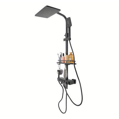 Black Shower Set with Adjustable Height Shower Rail