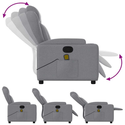 Relaxfauteuil – Relaxstoel – Massagefauteuil – Lounge Fauteuil – Zithoek Stoel – Lichtgrijs – Met Massagefunctie – Handmatig Verstelbaar – Stevig Hout-Metaal Frame