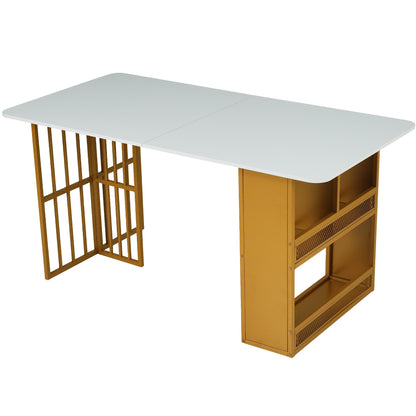 Ronde Eettafel – Eettafel Rond – Keukentafel – Tafel Metalen Onderstel – Witte Tafelblad – Uniek Geometrisch Onderstel – Duurzaam Niet-Hout – Voorgemonteerd & Makkelijk Schoon Te Maken