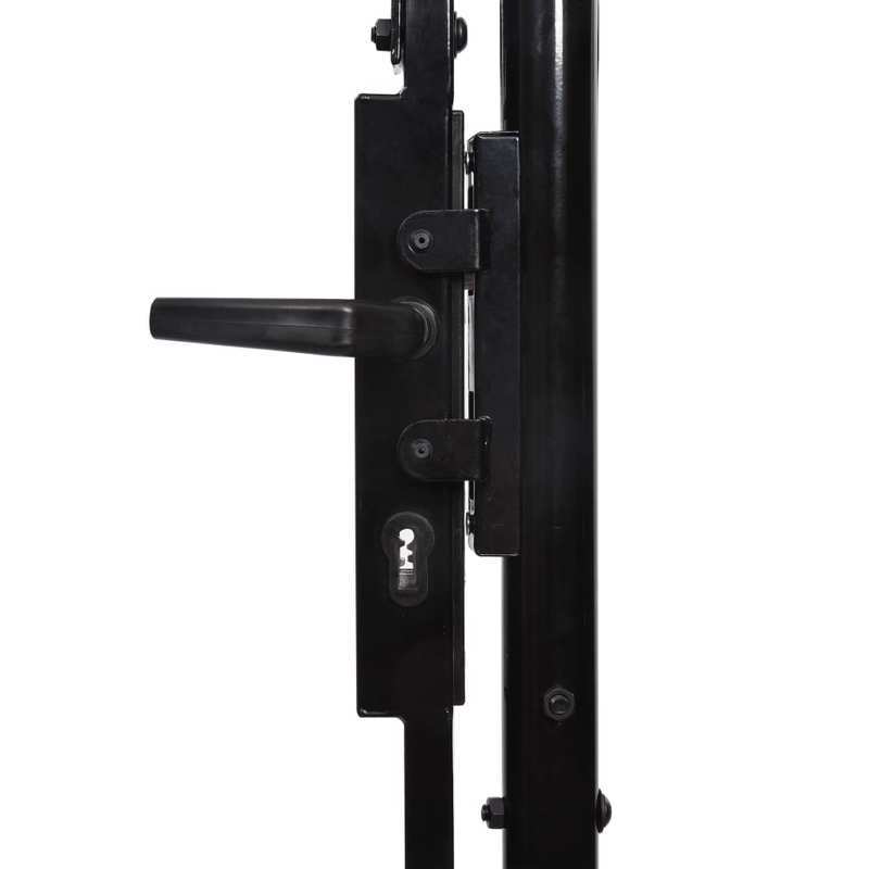 Gate with a Curved Top Measuring Only 1X1.2 M in Black Steel. This Durable And Stylish Garden Fence Provides a Practical Safety Barrier for Your Garden, Patio, Or Terrace.