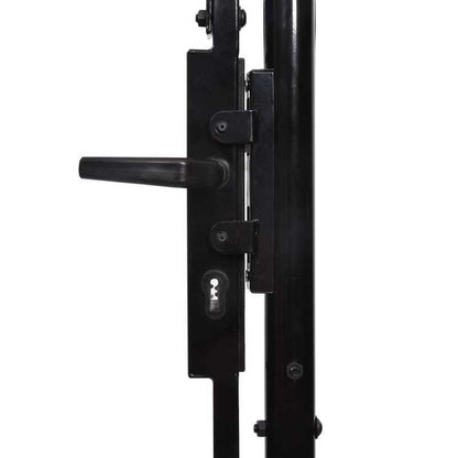 Gate with a Curved Top Measuring Only 1X1.2 M in Black Steel. This Durable And Stylish Garden Fence Provides a Practical Safety Barrier for Your Garden, Patio, Or Terrace.
