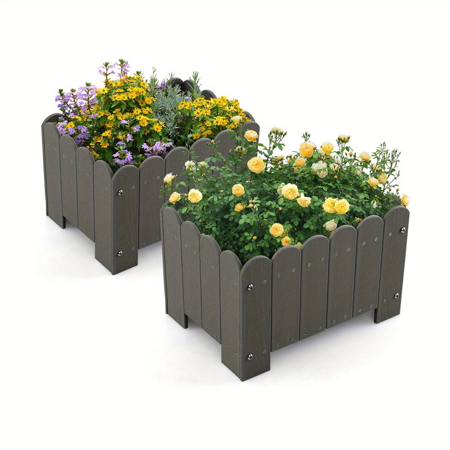 Plantenbak – Bloembak – Bloempot – Tuinbak – Plantenpot – Weerbestendig HDPE – 2 Stuks Grijs