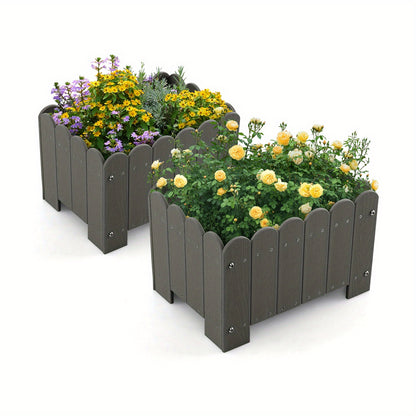 Plantenbak – Bloembak – Bloempot – Tuinbak – Plantenpot – Weerbestendig HDPE – 2 Stuks Grijs