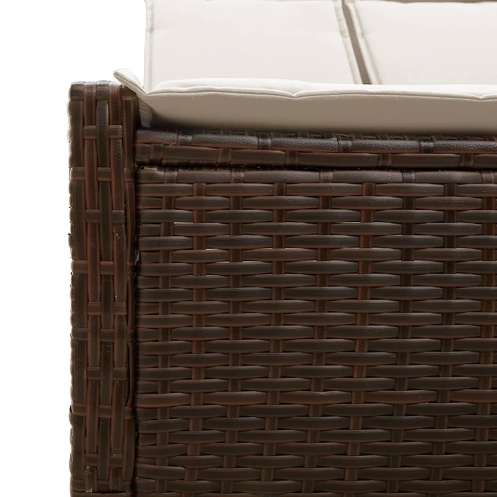 Dubbele Loungebank – Buitenbank – Tuinbank – Loungebank – 2-Persoonsbank – Weerbestendig PE-Rattan – 3 Verstelbare Rugleuningstanden – Bruin