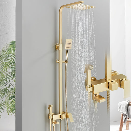 Doucheset – Douchekraan – Regendouche – Handdouche – Bidetspuit – Geborsteld Goud – Messing Materiaal – 360° Draaibare Handdouche