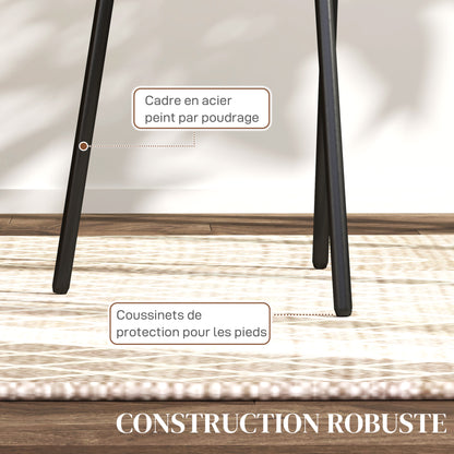 Eetkamerstoel – Keukenstoel – Stoel – Kuipstoel – Bohemian Stoel – Rattan Rugleuning – Ademend Linnen Stof – Stalen Frame – Set van 2 – Max 120 kg