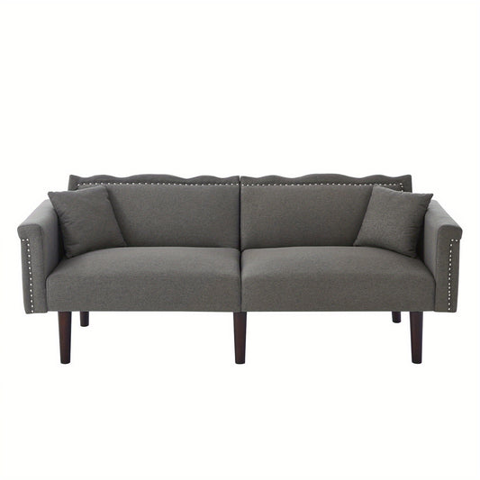 2-In-1 Bankbed – Slaapbank – Sofa Bed – Bedbank – Bank Sleeper – Verstelbare Rugleuningen – Houten Frame Donker Walnoot – Grijs – Comfortabel Schuim