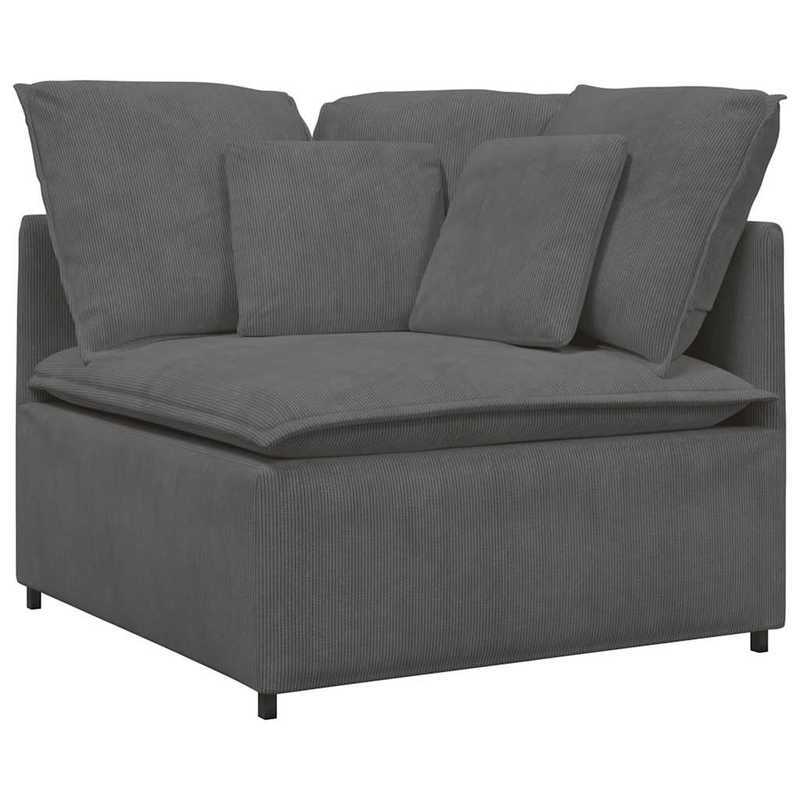 Modulaire Bank – Hoekbank – Zitbank – Modulair Sofa – Bankstel – Donkergrijs Corduroy – Stevige Houten Basis – Losse Kussens