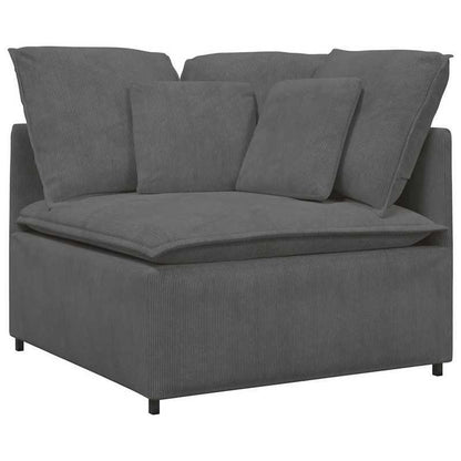 Modulaire Bank – Hoekbank – Zitbank – Modulair Sofa – Bankstel – Donkergrijs Corduroy – Stevige Houten Basis – Losse Kussens