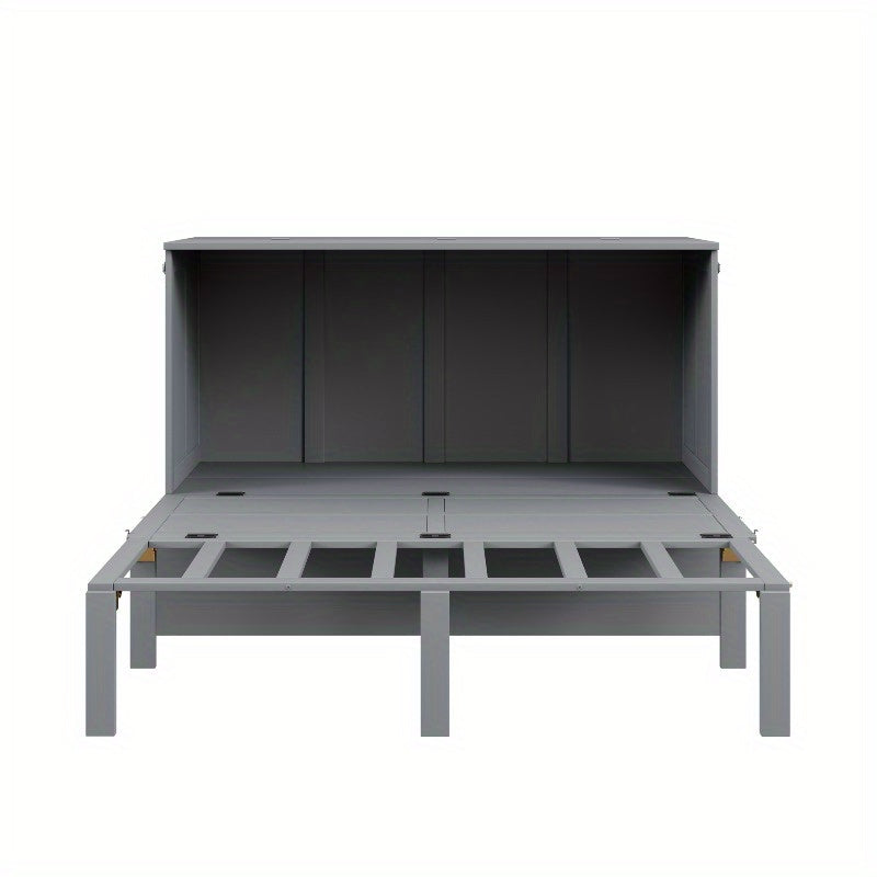 Opklapbed Metaal – Wandbed – Space-Saving Bed – Foldaway Bed – Opklapbed Met Kast – Stevig Metalen Frame – Inclusief Verticale Opbergkast (140x200 cm)
