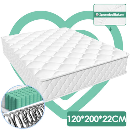 Gronfont Ergonomic 7-Zone Pocket Spring Mattress with Fitted Sheet - Single/Double//Queen Size (90x200/120x200/140x200/160x200cm), Medium Firm H3 Bed Suitable for Adults, & Spinal