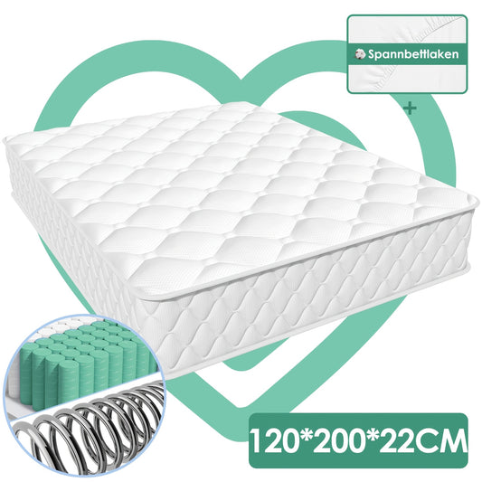 Gronfont Ergonomic 7-Zone Pocket Spring Mattress with Fitted Sheet - Single/Double//Queen Size (90x200/120x200/140x200/160x200cm), Medium Firm H3 Bed Suitable for Adults, & Spinal