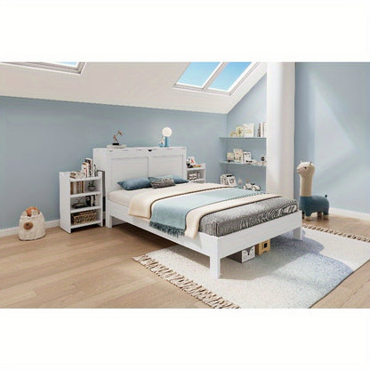 Modern Bedframe Queen Size – Tweepersoonsbed – Platformbed – Slaapkamer Bed – Bed Met Opberglades – Minimalistisch Design – 150x200 cm – Stevig Kunststof Hout