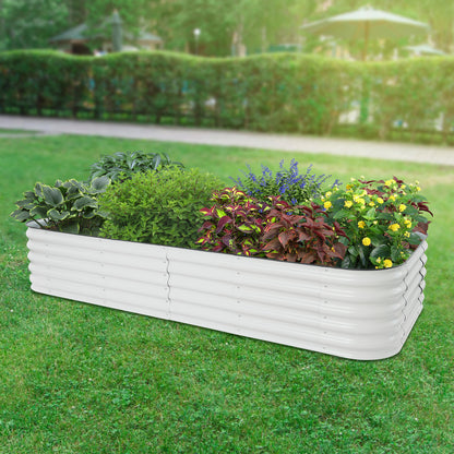Verhoogde Plantenbak – Verhoogd Moestuinbed – Kweekbak – Bloembak – Plantenbak Op Poten – Metalen Staalconstructie – 285x60x43 cm – Weerbestendig Wit