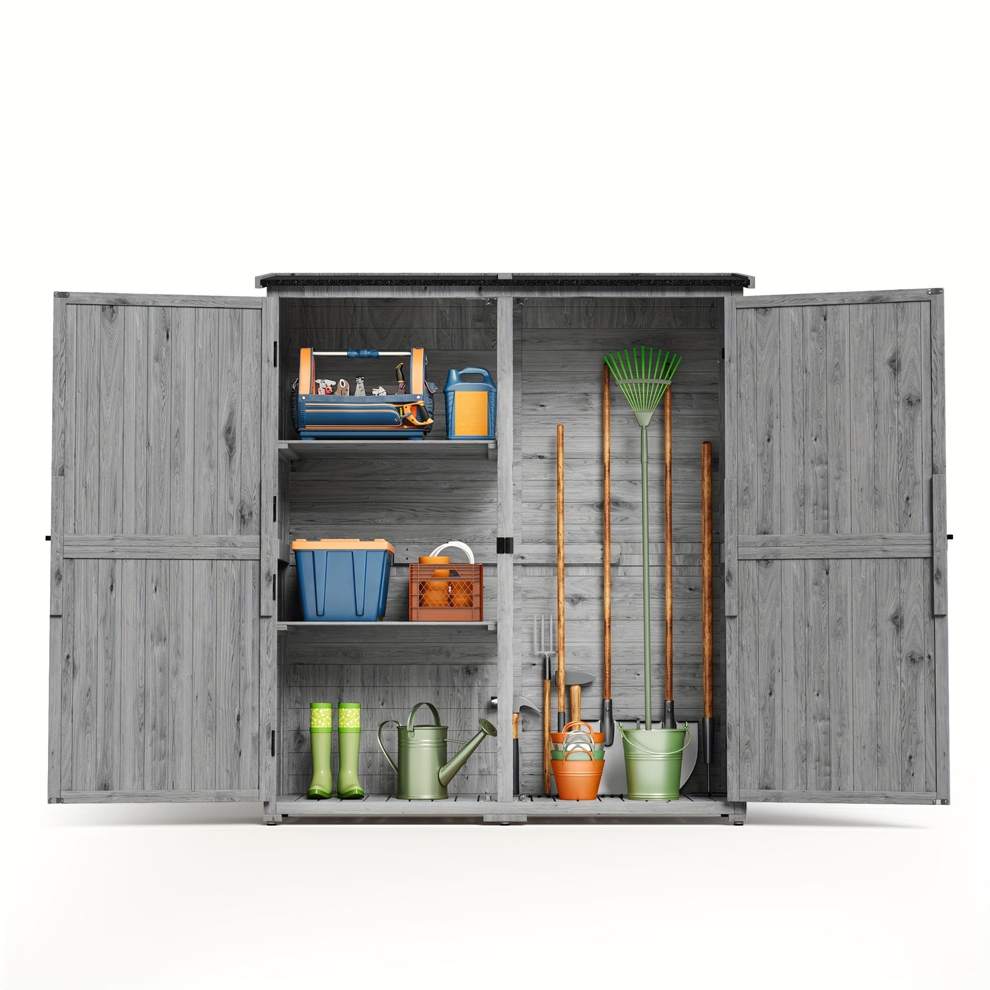 Tuinhuisje – Tuinschuur – Buitenberging – Opslagschuur – Berging – Hout – Dubbele Deuren – Twee Uitneembare Planken