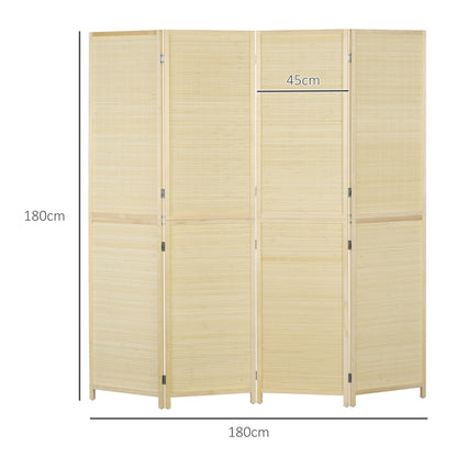 Bamboe Kamerscherm – Kamerscheiding – Roomdivider – Vouwscherm – Privacy Scherm – Natuurlijke Houtkleur – 4 Panelen 180x180 cm – Lichtgewicht & Opvouwbaar
