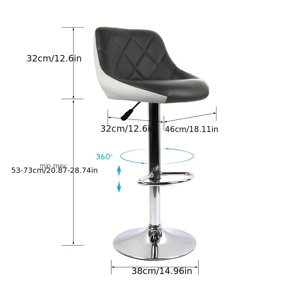 Barstoel Set – Barkrukken – Keukenkrukken – Breakfast Bar Stools – Counter Stoelen – PU Lederen Zitting – Verstelbare Hoogte 53-73 cm – 360° Draaibaar – Zwart/Chroom