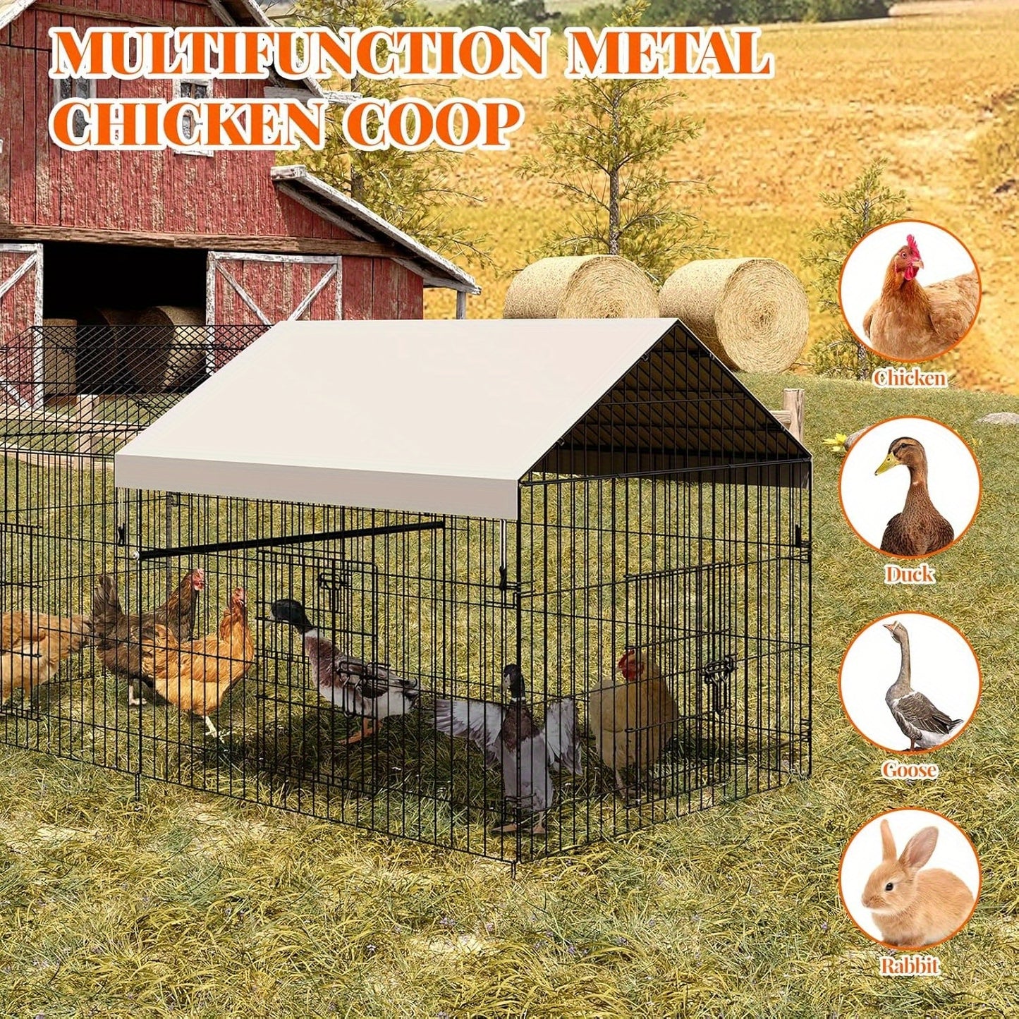 Metalen Kippenren – Buitenren – Dierenren – Kippenhok – Pluimvee Ren – 218x102 cm – Weerbestendig & Roofdierveilig