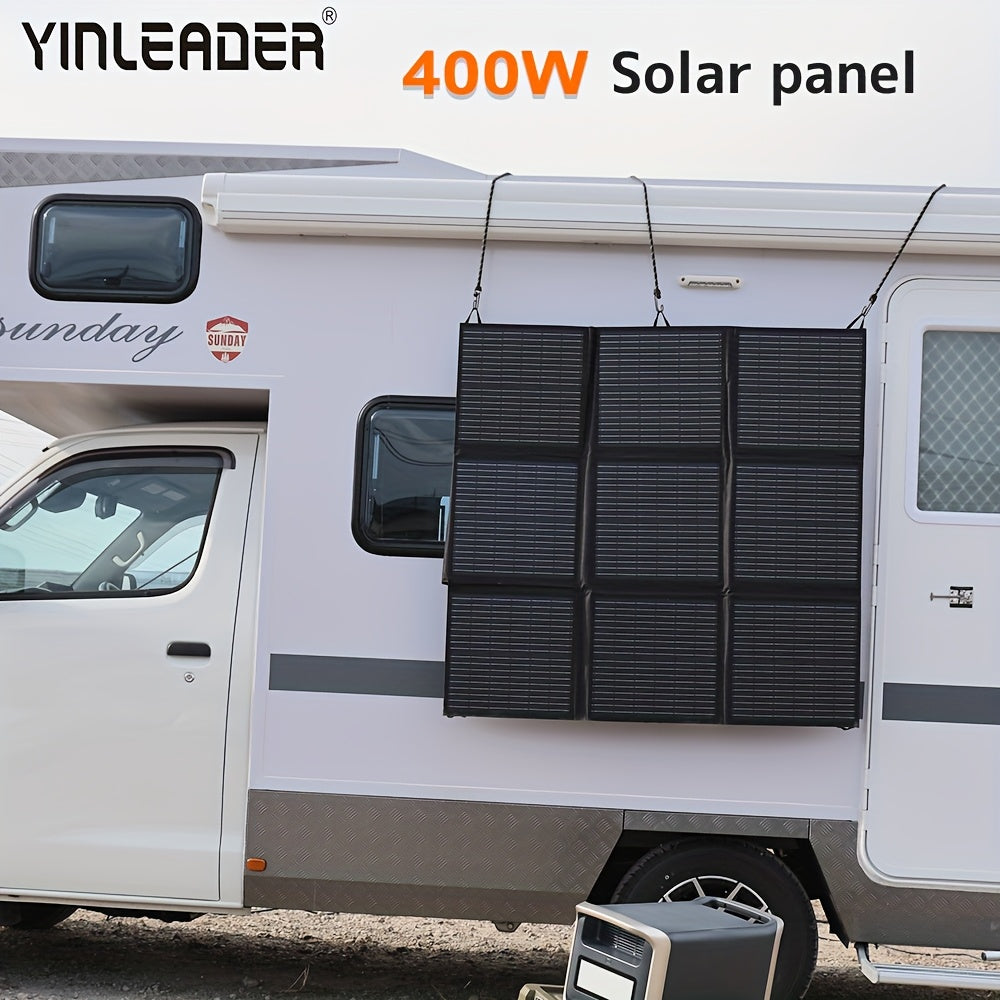 400W Portable Solar Panel Foldable Solar Blanket, Monocrystalline Huge Power Solar Panel, Solar Cells 22.5% High Efficiency for Outdoor Adventures Power Station Camping RV Solar Generator