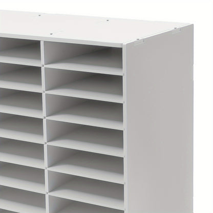 36-vaks PVC Opbergkast – Documenten Organizer – Archiefkast – Bureauhouder – Folderhouder – Wit – Stevig PVC Met Vilten Binnenkant – Compact Modern Design 100x30x61 cm